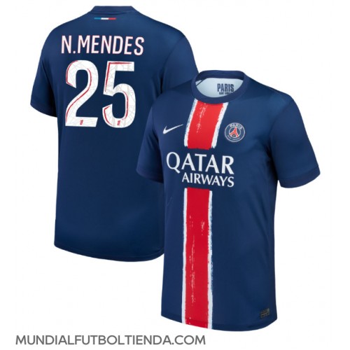 Camiseta Paris Saint-Germain Nuno Mendes #25 Primera Equipación Replica 2024-25 mangas cortas